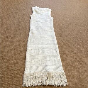 Anthropologie White Knit dress  with Braided Detail